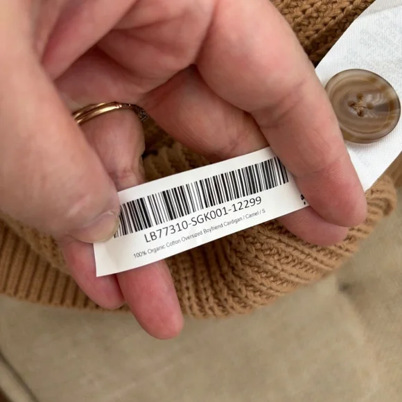 Quince Tan Oversized Boyfriend Ribbed Cotton Cardigan - Size Small - Picture 4 of 6